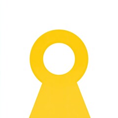 Abstract keyhole shape in yellow, on a white background, minimalist design