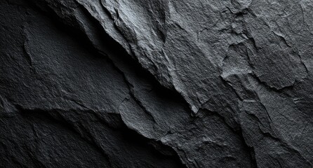 Textured, dark gray shale with angular, overlapping plates and subtle highlights