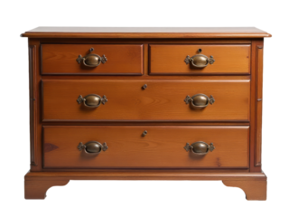 A wooden chest of drawers with four drawers, perfect for storing and organizing items in a home or office