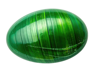 Emerald green stone egg with parallel striations