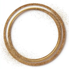 Golden glittery ring frame with an inner polished gold ring on white
