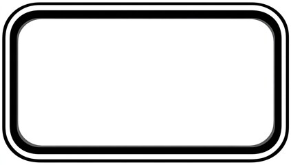 White rectangle shape with rounded corners & black outline