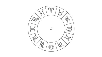 Zodiac Signs Arranged in a Circular Pattern isolated on a transparent background