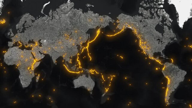 World Map of Active Volcanoes Zoom on Indonesia