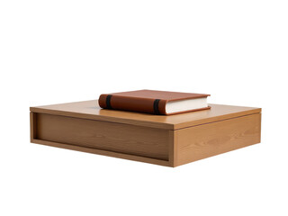 Pile of books on wooden storage container, great for office or home use