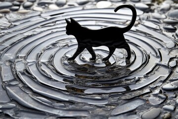 Contemplative Art With Textured Surface, Tactile Artistic Piece Depicting Rippling Stone Surround