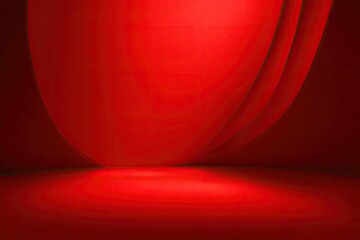 Abstract red sphere casting light in a curved space, soft gradients