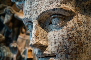 Cultural Heritage Expert Thoroughly Investigates Timeworn Marble Artwork With Detailed Lighting And Awareness