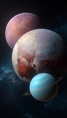 Colorful Planets Alignment in Deep Outer Space Illustration