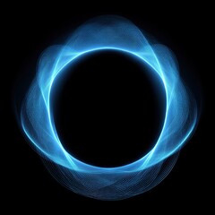 Glowing Neon Blue Circular Light Wave on Black Background