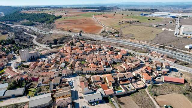 Aerial view of Torija in Guadalajara, Spain