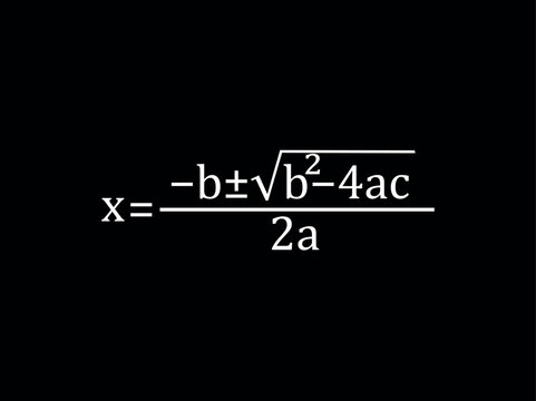 Quadratic formula in math. Vector illustration.