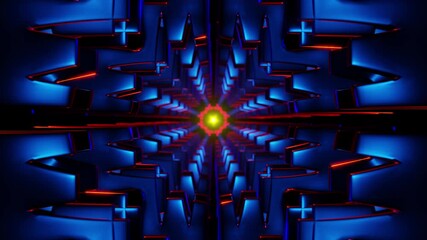 Kaleidoscope mandala core tunnel symmetry glowing neon fractal light show - Powered by Adobe