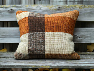 Cushion with Plaid Knit Pattern