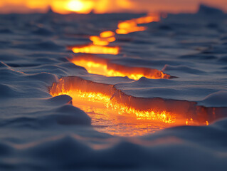 Ice Lava Glow on Snow Horizon
