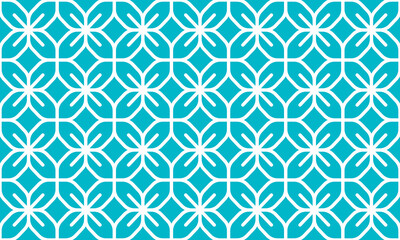 four-petal flower pattern with blue background. Seamless pattern. Batik pattern. 