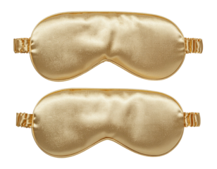Gold, satin eye masks for sleep and relaxation, two masks