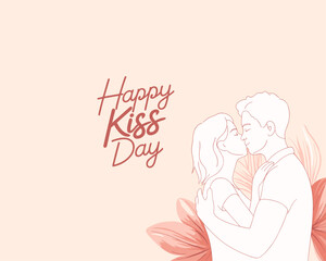 Fototapeta premium Happy Kiss Day, February 13th, as part of Valentines Week, and July 6th, as International Kissing Day, Kiss Day Dates Part of Valentines Week, celebrated by couples World kiss day vector design