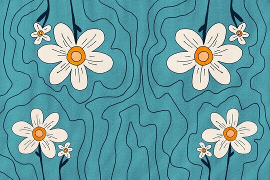 Bright floral pattern with abstract spring flowers