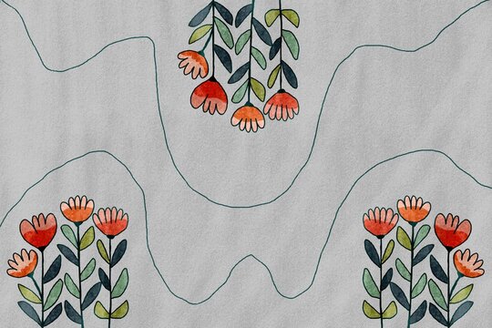 Botanical pattern with spring flowers illustration