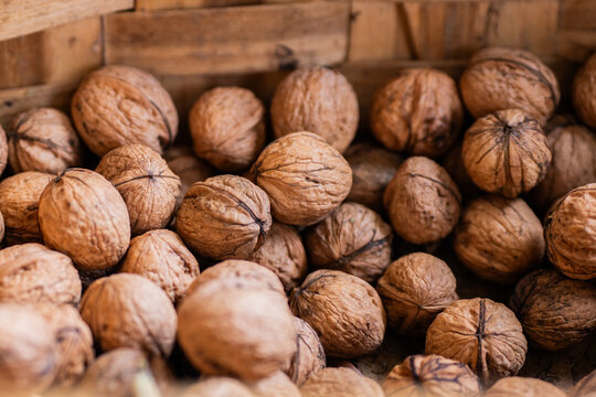 Fresh walnuts at a sustainable local market