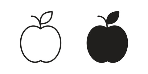 Apple icons. Outline and filled icons. Vector Graphic. EPS 10