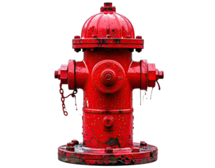 Close-up of a vibrant red fire hydrant against a stark black background
