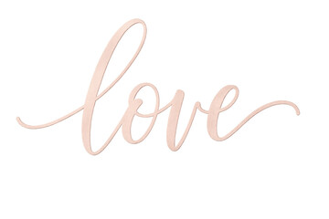 Rose gold love script typography on transparent background