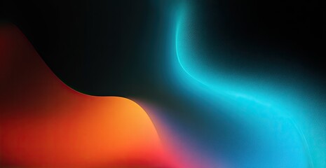 Abstract dark gradient with flowing vibrant teal and fiery orange forms