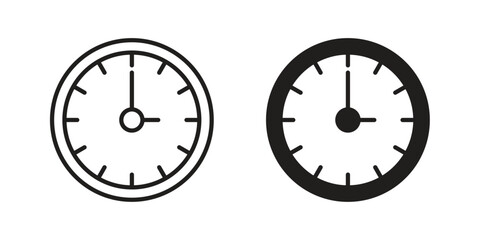 Clock icons. Outline and filled icons. Vector Graphic. EPS 10