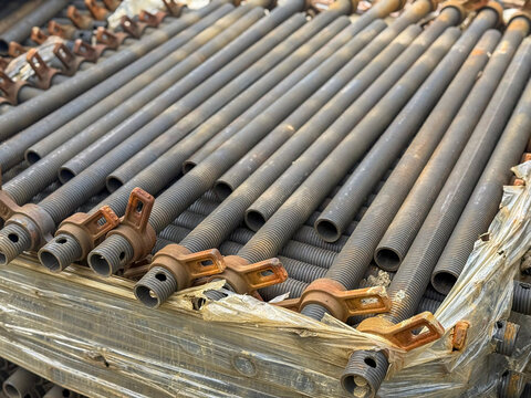 Rusted construction props with threaded connections