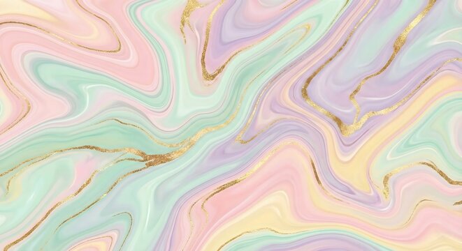 Abstract fluid art background with pastel spring colors pink and mint