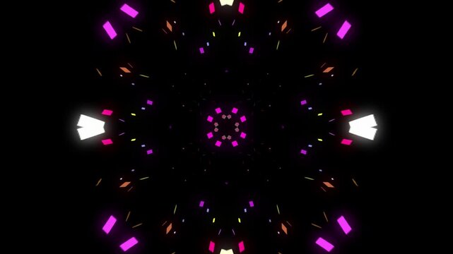 Futuristic glowing psychedelic music video particle kaleidoscope tunnel mandala 3d art design new-age pattern meditation zen hypnotizing abstract VJ seamless loop