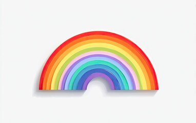 Colorful rainbow semicircle on white.  Cheerful, positive, simple, vibrant