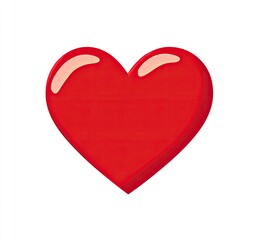 Glossy, bright red heart shape icon with rounded edges, centered on white