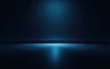 Obraz premium Dark room with single pool of soft, blue light reflecting on the floor