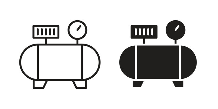 Compressor icons. Outline and filled icons. Vector Graphic. EPS 10