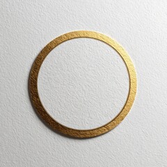 Textured golden circle on white paper, minimal design and subtle shadows