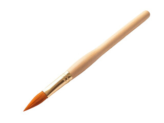 Naklejka premium A detailed view of a paintbrush resting on a white surface, ideal for use in illustrations and designs