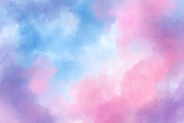 Pastel watercolor sky with blue, pink and purple cloud-like textures