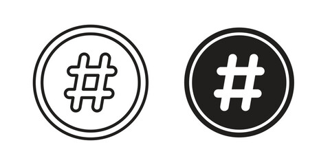 Fototapeta premium Hashtag icons. Outline and filled icons. Vector Graphic. EPS 10