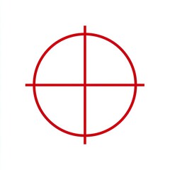 Red circle with centered intersecting lines on white backdrop, minimalist