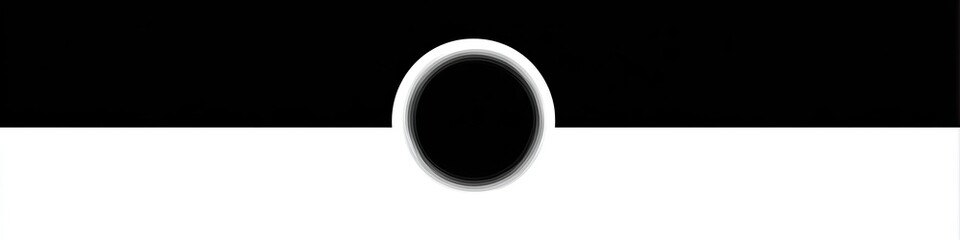 Horizontal black and white line, dark circle with soft glow centered