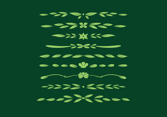 flower with leaves silhouette line divider set for layout design