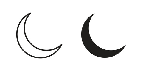 Moon icons. Outline and filled icons. Vector Graphic. EPS 10 © iconic