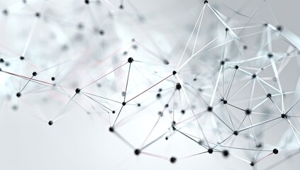 Abstract network of connected dots and lines, blurred background