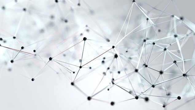 Abstract network of connected dots and lines, blurred background - Powered by Adobe