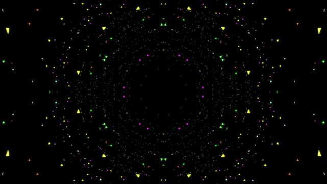 Futuristic glowing psychedelic music video kaleidoscope tunnel mandala 3d art design new-age pattern meditation zen hypnotizing abstract VJ seamless loop