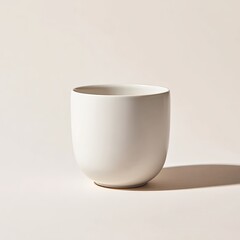 Simple, round, off-white ceramic bowl.  Small,  smooth,  subtle,  minimalist,  neutral,  modern,  elegance,  empty,  studio, lighting