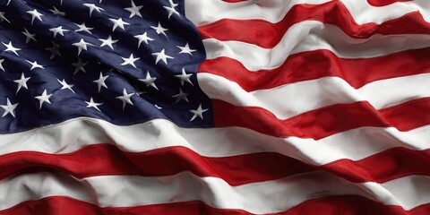 Rippled fabric red and white stripes, blue field with white stars